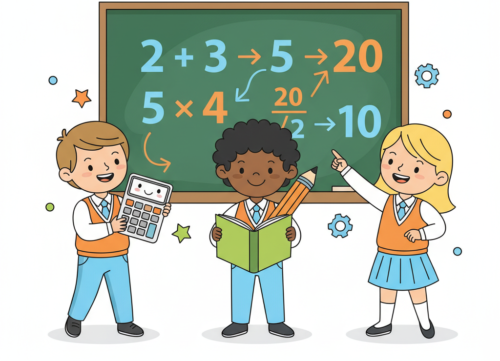 Школьники обрабатывают информацию, решая математическую задачу