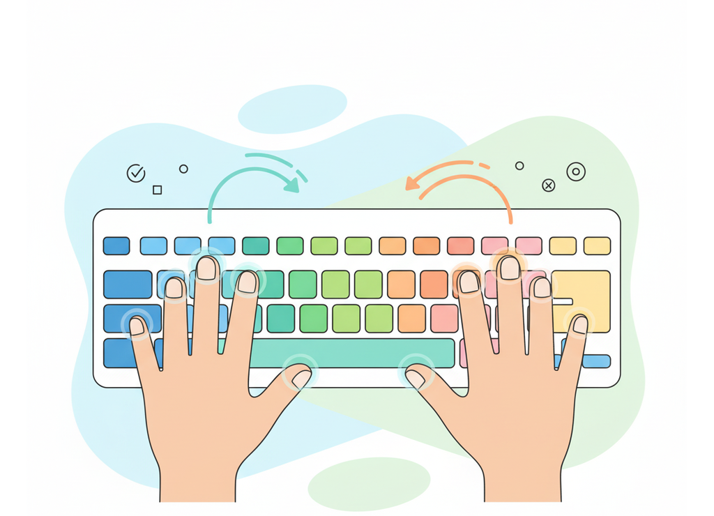 Каждый палец работает в своей зоне — так ты печатаешь быстрее и точнее