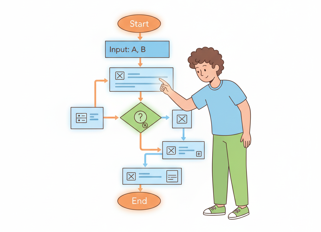 Так выглядит алгоритм Евклида в виде блок-схемы