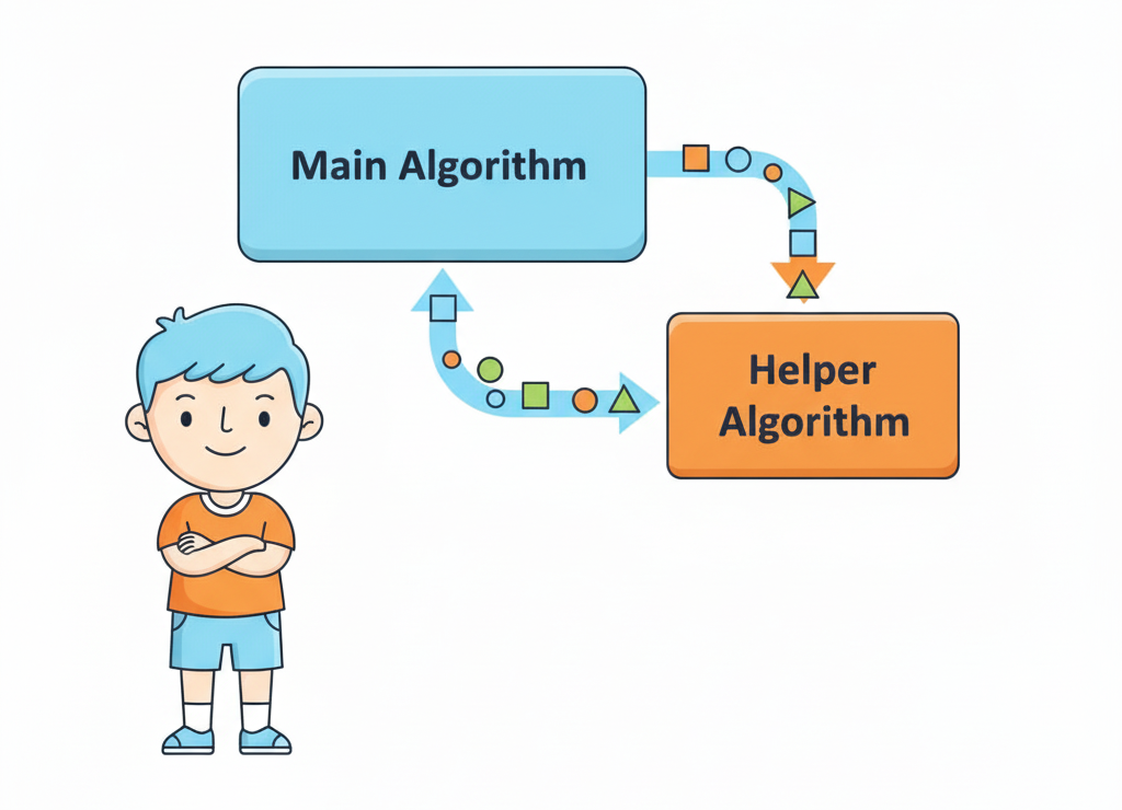 Основной алгоритм вызывает помощника